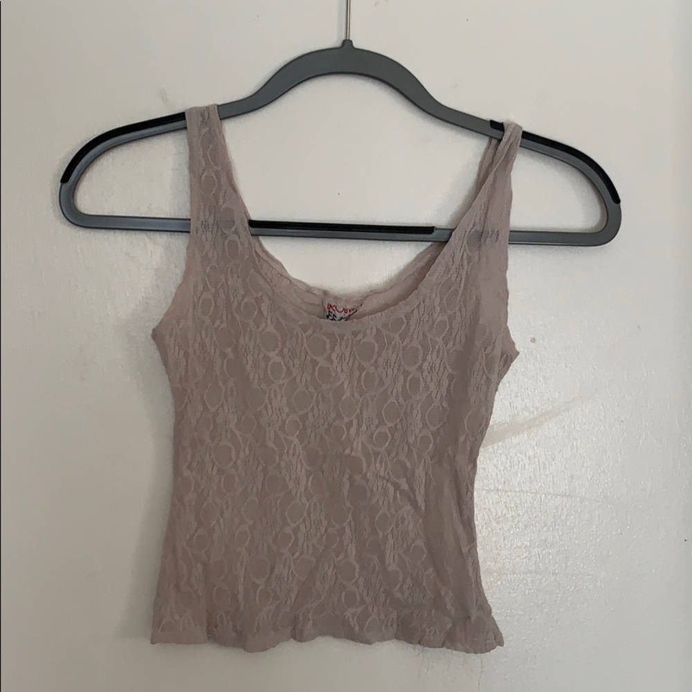 Rondo Junior Gray (off white) lace crop tank top